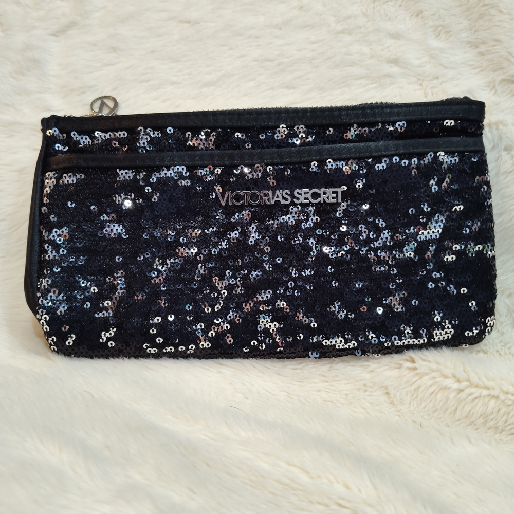 Victoria's Secret Black and Silver Sequin Clutch